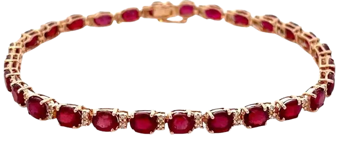 Effy Oval Red Ruby and Diamond Tennis Bracelet in 14k Rose Gold For Sale at 1stDibs | effy ruby bracelet