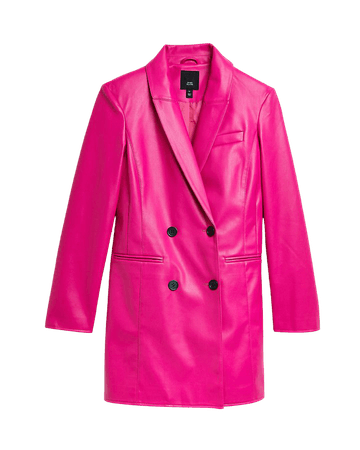 Pink faux leather blazer dress | River Island