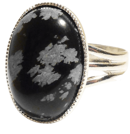 Flocon de neige Obsidian Gemstone Ring Semi Precious Black Gem | Etsy