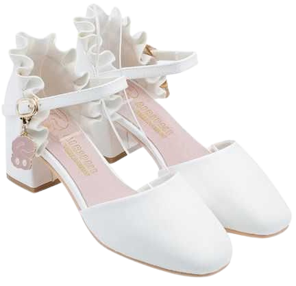 white frilly shoes