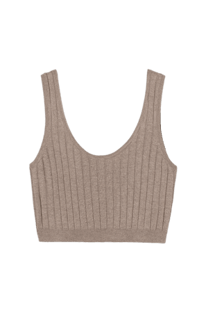 Rib-knit Cropped Top - Taupe - Ladies | H&M US