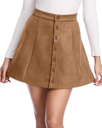 Amazon.com: Fuinloth Women's Faux Suede Skirt Button Closure A-Line High Wasit Mini Short Skirt 2022 : Clothing, Shoes & Jewelry