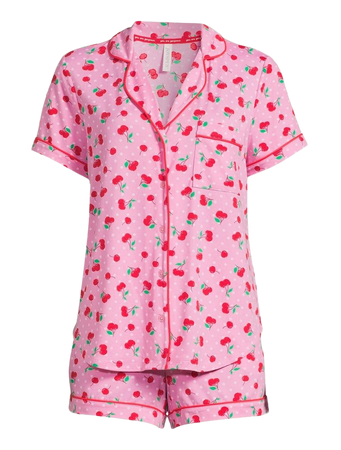 Joyspun Women’s Short Sleeve Notch Collar Top and Shorts Knit Pajama Set, 2-Piece, Sizes S to 3X - Walmart.com