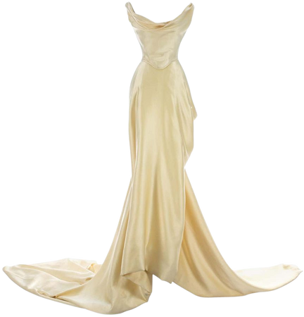 Vivienne Westwood cream silk corset and draped skirt wedding ensemble, c. 1999 at 1stDibs