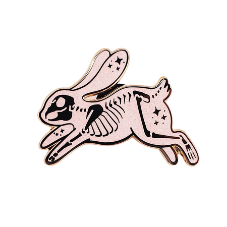 Pink Skeleton Rabbit Hard Enamel Pin Glitter Pin Spooky | Etsy