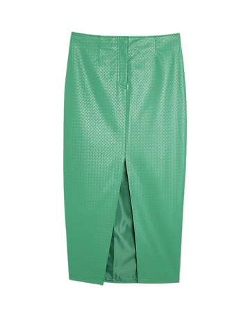 Green faux leather midi skirt | River Island