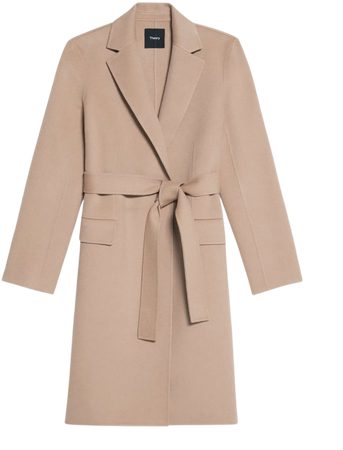 Beige Double-Face Wool-Cashmere Wrap Coat | Theory