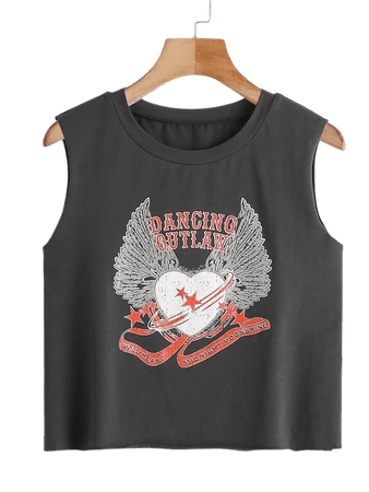 black Heart And Letter Graphic Tank Top | SHEIN USA