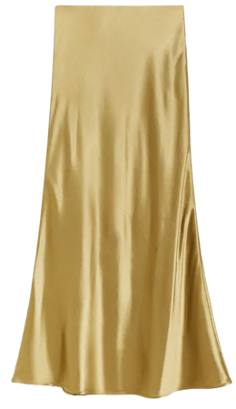 Satin Maxi Skirt - Green-beige - Ladies | H&M US