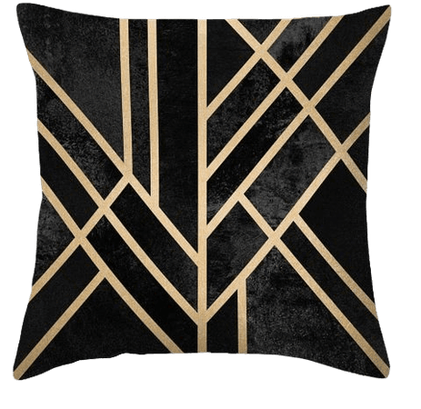 black gold art deco throw pillow