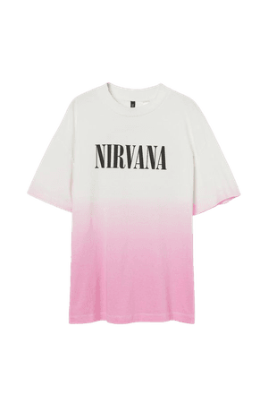 Printed T-shirt - Pink/Nirvana - Ladies | H&M US