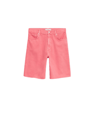 Denim bermuda shorts with frayed hem - Women | Mango USA