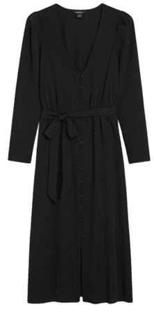 Black belted midi dress - Black - Monki WW