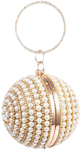 Womans Round Ball Clutch Handbag Dazzling Full Rhinestone Tassles Ring Handle Purse Evening Bag (D): Handbags: Amazon.com