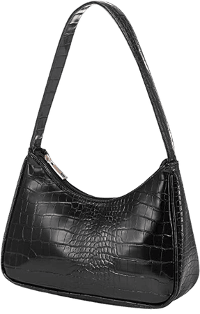 LOVEVOOK Shoulder Bag for Women, Small Purses Croc Pattern Clutch Purse Vegan Leather Little Purse Cute Mini Handbag with Zipper Closure, Black: Handbags: Amazon.com