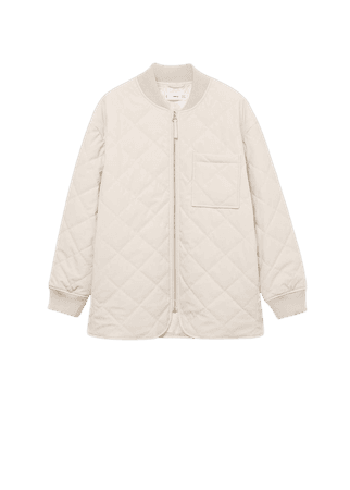 Leather effect quilted jacket - Women | Mango USA