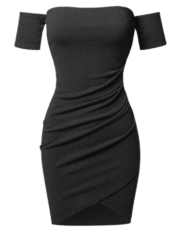 Women's Sexy Off Shoulder Over-Lapped Body-Con Mini Dress - FashionOutfit.com