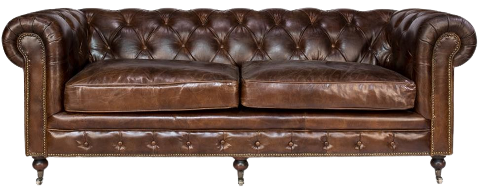 Savannah Rustic Lodge Vintage Brown Leather Nailhead Trim Tufted Sofa