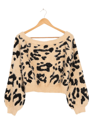 Beige Sweater - Animal Print Sweater - Eyelash Knit Sweater - Lulus
