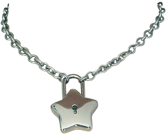 Silver Star Padlock Chain Necklace