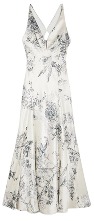 Floral Premium Satin Panelled Woven Maxi Dress | Karen Millen