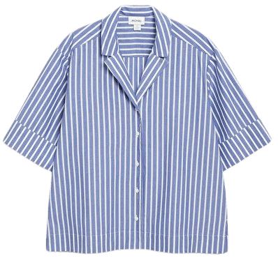 Pyjama stripe short sleeve shirt - Blue bright pyjama - Monki WW