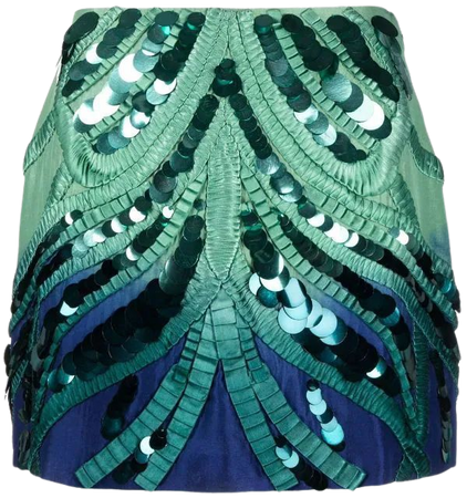 Green and Blue Ombré Sequin Skirt