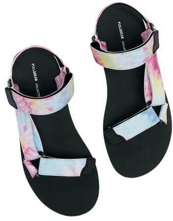 Flat strappy tie-dye sandals - pull&bear
