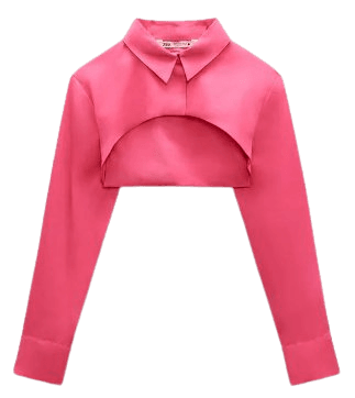 pink crop blouse