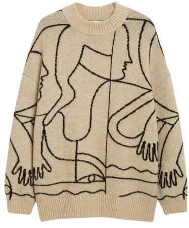 Patterned heavy knit sweater - Lines - Monki WW
