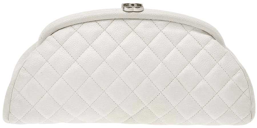 Chanel White Quilted Caviar Leather Timeless Clutch For Sale at 1stDibs