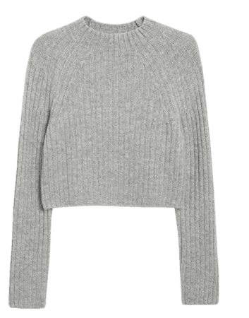 Crop knit sweater - Grey - Knitted tops - Monki WW