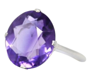 Purple Gemstone / Silver Band Ring
