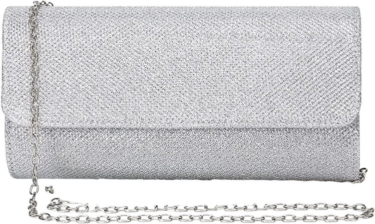 Outrip Women's Evening Bag Clutch Purse Glitter Party Wedding Handbag with Chain (Silver): Handbags: Amazon.com
