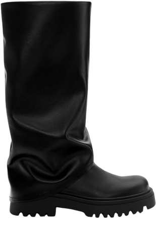 Flat wrinkled-effect gaiter boots - pull&bear