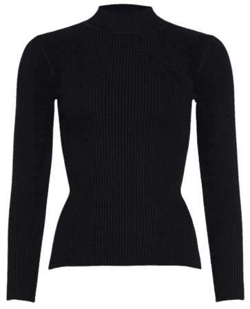Funnel Neck Rib Knit Sweater | Karen Millen