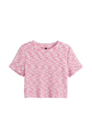 Ribbed Top - Pink melange - Ladies | H&M US
