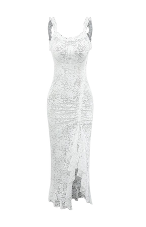 Floral Lace Tie Back Slit Maxi Dress – Micas