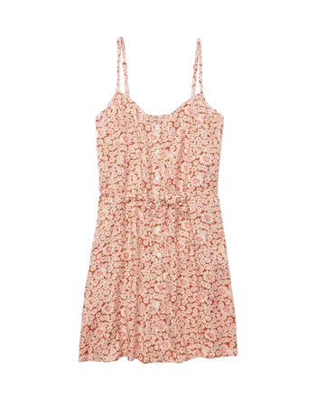 AE Floral Button-Front V-Neck Mini Dress