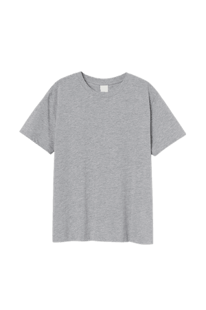 Cotton T-shirt - Light gray melange - Ladies | H&M CA