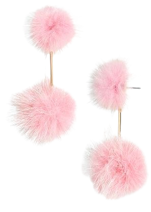 pink pink Pom earrings