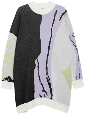 Soft oversized knit dress - Purple marbling - Monki WW