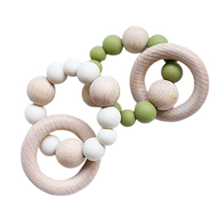 Amazon.com : Infant Teething Rings Wooden Rattles Sensory Toys Retro Color Teether Bracelet 2pc Set : Baby