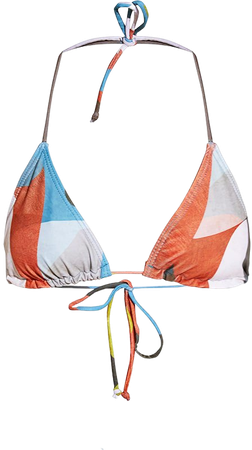 Multi Abstract Printed Triangle Bikini Top | PrettyLittleThing CA