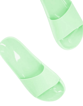 Juju jelly flat slides in bright green | ASOS