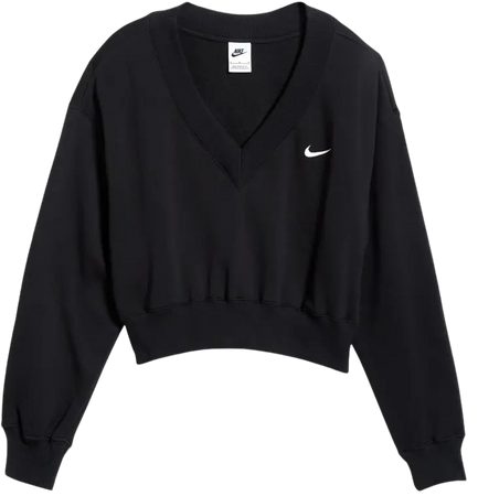 Nike Sportswear Phoenix Fleece V-Neck Crop Sweatshirt | Nordstrom