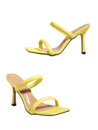 Yellow Minimalist Stiletto Heeled Mules | SHEIN