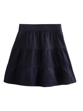 Pull On Tiered Linen Skirt - Navy | Boden US