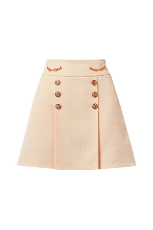 Cream Horsebit-detailed wool-jacquard mini skirt | Gucci | NET-A-PORTER