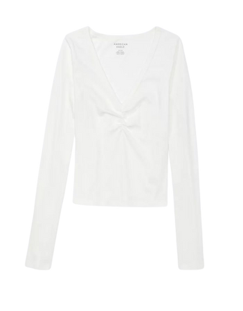 AE Long-Sleeve Cinch-Front Cropped Tee